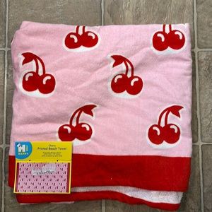 Cherry print beach towel